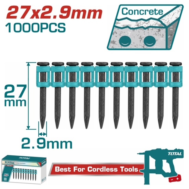 TOTAL ΚΑΡΦΙΑ ΓΙΑ ΣΚΥΡΟΔΕΜΑ 27mm / 1000 ΤΕΜ ΓΙΑ TCNLI9005 / TCNLI9008 (TAC02271)
