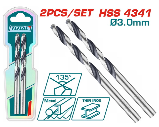 TOTAL ΕΠΑΓΓ. ΤΡΥΠΑΝΙ HSS DIN4341 3mm 2τεμ (TAC1200034)