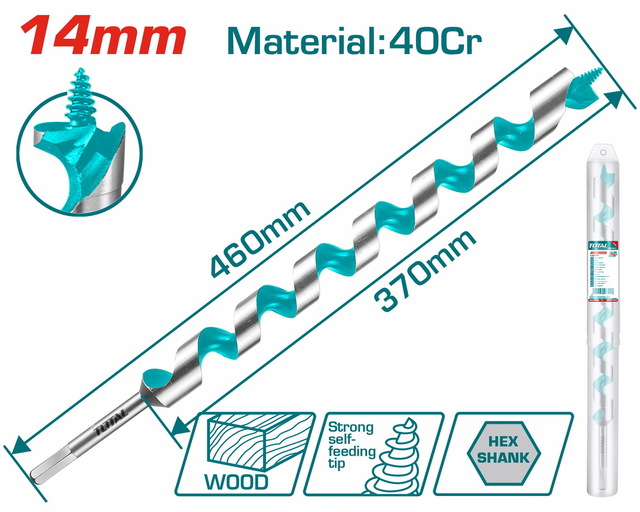 TOTAL ΤΡΥΠΑΝΙ ΞΥΛΟΥ ΤΥΠΟΥ ΑΡΙΔΑΣ 40Cr 14 Χ 460mm (TAC3514)