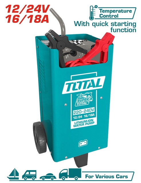 TOTAL ΕΠΑΓΓ. ΦΟΡΤΙΣΤΗΣ-ΕΚΚΙΝΗΤΗΣ ΜΠΑΤΑΡΙΩΝ 12/24V / 16-18A / 70-300Ah (TBC2201)