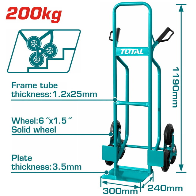 TOTAL ΚΑΡΟΤΣΙ ΔΙΤΡΟΧΟ 200Kg ΚΑΤΑΛΛΗΛΟ ΚΑΙ ΓΙΑ ΣΚΑΛΟΠΑΤΙΑ (THTHT20461)