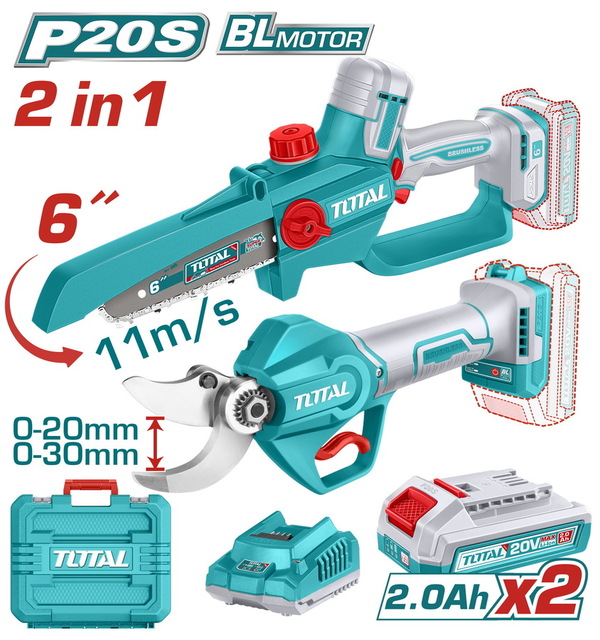 TOTAL ΕΠΑΓΓ. ΣΕΤ ΑΛΥΣΟΠΡΙΟΝΟ + ΨΑΛΙΔΙ ΜΠΑΤ. Li-ion 20V / 2Ah / 2 ΜΠΑΤ BL Motor (TOSLI250795E)