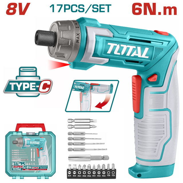 TOTAL ΕΠΑΓΓ. ΚΑΤΣΑΒΙΔΙ ΜΠΑΤ. Li-ion 8V / 1.5Ah Type-C (TSDLI08025)