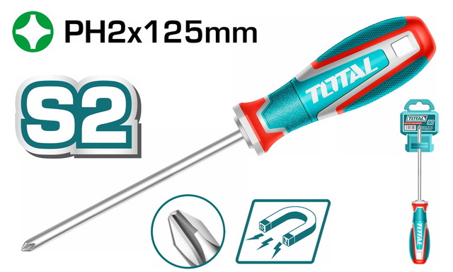 TOTAL ΕΠΑΓΓ. ΚΑΤΣΑΒΙΔΙ ΜΑΓΝΗΤΙΚΟ ΣΤΑΥΡΟΥ PH2Χ125mm (TSDPH2125)