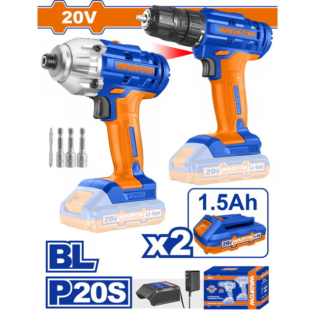 WADFOW ΣΕΤ ΔΡΑΠ/ΒΙΔΟ + ΠΑΛΜΙΚΟ ΚΑΤΣΑΒΙΔΙ ΜΠΑΤ. Li-ion 20V / 1.5Ah / 2 ΜΠΑΤ (WCK2016)