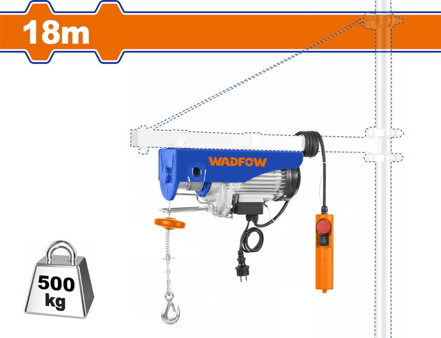 WADFOW ΗΛΕΚΤΡΙΚΟ ΠΑΛΑΓΚΟ 800W 250/500Kg 18m (WETH1A01)