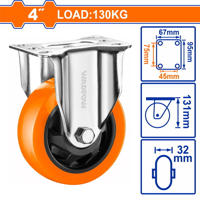 WADFOW ΡΟΔΑ ΣΤΑΘΕΡΗ PU Φ-100mm (WJL2341)