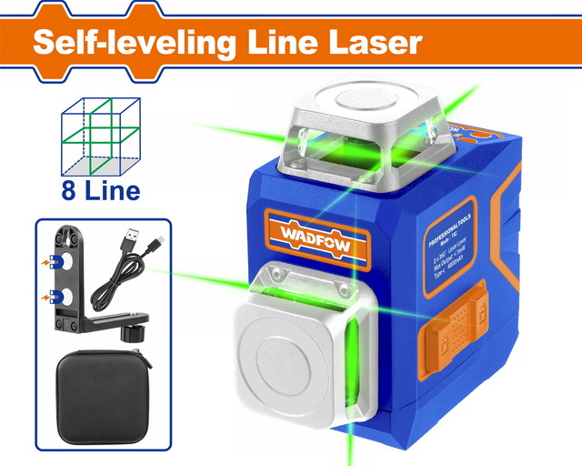 WADFOW ΑΛΦΑΔΙ LASER ΑΥΤΟ-ΟΡΙΖΟΝΤΙΟΥΜΕΝΟ 0-30m 8 LINE ΜΕ ΠΡΑΣΙΝΕΣ ΑΚΤΙΝΕΣ (WLE1M08)