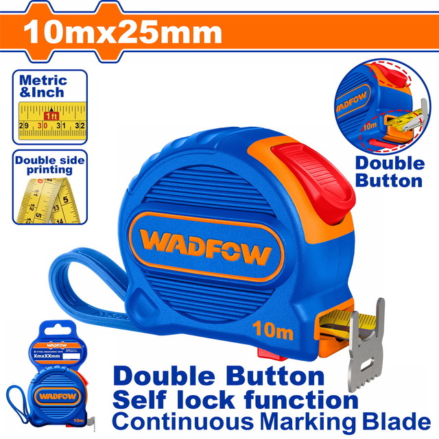 WADFOW ΜΕΤΡΟΤΑΙΝΙΑ 10m X 25mm ΜΕΤΡΙΚΟ & ΙΝΤΣΑ (WMT2250)