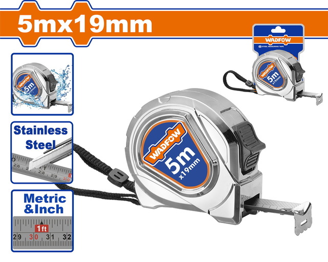 WADFOW ΜΕΤΡΟΤΑΙΝΙΑ ΜΕΤΑΛΛΙΚΗ 5m X 19mm (WMT4420)