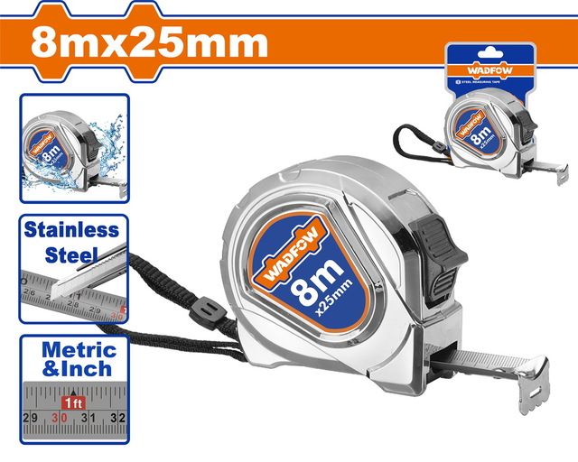 WADFOW ΜΕΤΡΟΤΑΙΝΙΑ ΜΕΤΑΛΛΙΚΗ 8m X 25mm (WMT4440)