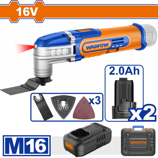 WADFOW ΠΟΛΥΕΡΓΑΛΕΙΟ ΜΠΑΤ. Li-ion 16V / 2Ah / 2 ΜΠΑΤ (WMUM5012E)