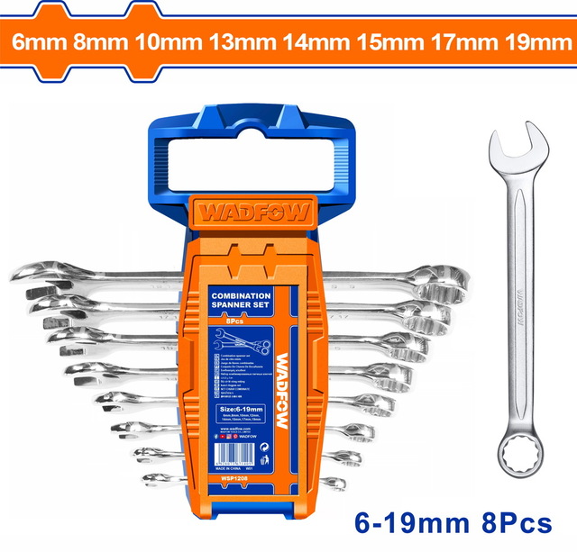 WADFOW ΣΕΤ ΓΕΡΜΑΝΟΠΟΛΥΓΩΝΑ ΚΛΕΙΔΙΑ 8ΤΕΜ / 6-19mm (WSP1208)