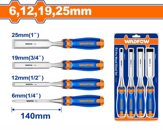 WADFOW ΣΕΤ ΣΚΑΡΠΕΛΑ ΞΥΛΟΥ 6-12-19-25mm 4ΤΕΜ (WWC2204)