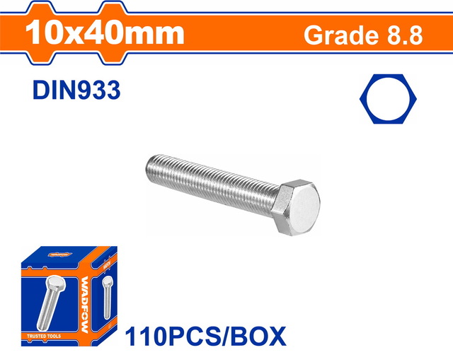 WADFOW ΒΙΔΑ ΕΞΑΓΩΝΗ ΓΑΛΒ. 8.8 DIN933 10X40 110TEM (WXSP538A)