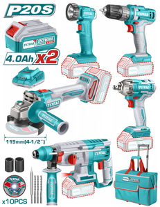 TOTAL ΕΠΑΓΓΕΛΜΑΤΙΚΟ ΣΕΤ 5τεμ ΕΡΓΑΛΕΙΩΝ ΜΠΑΤ. Li-ion 20V / 4Ah / 2 ΜΠΑΤΑΡΙΕΣ (TCKLI2019)