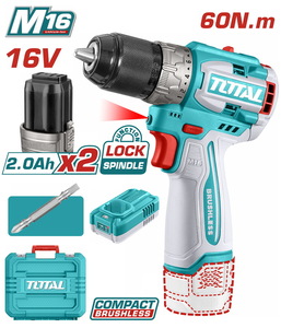 TOTAL ΕΠΑΓΓ. ΔΡΑΠ/ΒΙΔΟ ΜΠΑΤ. Li-ion 16V / 2Ah / 60Nm / 2 ΜΠΑΤ (TDLI16682)