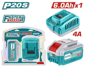 TOTAL ΕΠΑΓΓ. ΣΕΤ 1τεμ ΜΠΑΤ. TFBLI2060 Li-ion 20V/6Ah + 1τεμ ΤΑΧΥΦΟΡΤΙΣΤΗΣ TFCLI20411E (TFBCPK1416E)