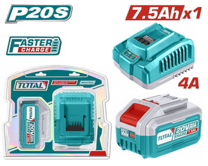 TOTAL ΕΠΑΓΓ. ΣΕΤ 1τεμ ΜΠΑΤ TFBLI2075 Li-ion 20V/7.5Ah + 1τεμ ΤΑΧΥΦΟΡΤΙΣΤΗΣ TFCLI20411E (TFBCPK1417E)