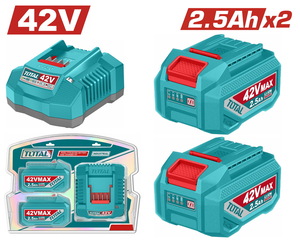 TOTAL ΕΠΑΓΓ. ΣΕΤ 2τεμ ΜΠΑΤ. TFBLI42251E Li-ion 42V/2.5Ah + 1τεμ ΦΟΡΤΙΣΤΗΣ TFCLI42021E (TFBCPM25221E)