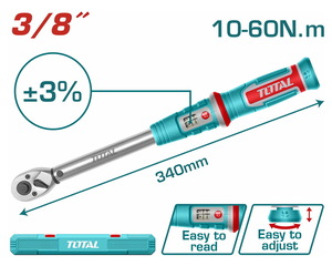 TOTAL ΕΠΑΓΓ. ΔΥΝΑΜΟΚΛΕΙΔΟ 3/8" / 10-60Nm (THPTW3860N6)
