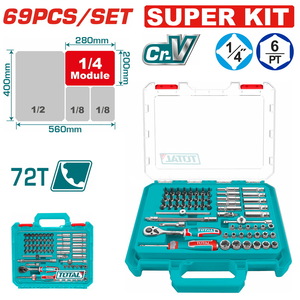 TOTAL ΕΠΑΓΓ. ΚΑΣΕΤΙΝΑ ΚΑΡΥΔΑΚΙΑ 1/4" 69ΤΕΜ SUPER KIT (THT141696)