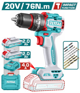 TOTAL ΕΠΑΓΓ. ΔΡΑΠ/ΒΙΔΟ ΚΡΟΥΣΤΙΚΟ ΜΠΑΤ. Li-ion 20V / 2Ah / 76Nm / 2 ΜΠΑΤ BL Motor (TIDLI207686E)