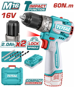 TOTAL ΕΠΑΓΓ. ΔΡΑΠ/ΒΙΔΟ ΚΡΟΥΣΤΙΚΟ ΜΠΑΤ. Li-ion 16V / 2Ah / 60Nm / 2 ΜΠΑΤ (TIDLI16682)