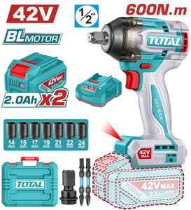 TOTAL ΕΠΑΓΓ. ΜΠΟΥΛΟΝΟΚΛΕΙΔΟ ΜΠΑΤ. Li-ion 42V / 2Ah / 600Nm / 2 ΜΠΑΤ BL Motor (TIWLI42602E)