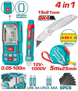 TOTAL ΕΠΑΓΓ.  ΣΕΤ ΜΕΤΡΗΤΗΣ ΑΠΟΣΤ. LASER 100m 4 σε 1 (TOS250701M)