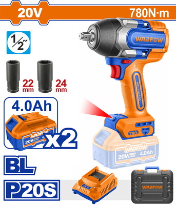 WADFOW ΜΠΟΥΛΟΝΟΚΛΕΙΔΟ ΜΠΑΤ. Li-ion 20V / 780Nm / 4Ah / 2 ΜΠΑΤ BL Motor (WCD1B78E)