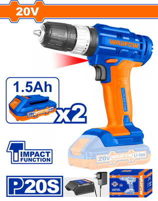 WADFOW ΔΡΑΠΑΝΟΚΑΤΣΑΒΙΔΟ ΚΡΟΥΣΤΙΚΟ ΜΠΑΤ. Li-ion 20V / 1.5Ah / 35Nm / 2 ΜΠΑΤ (WCDP522)