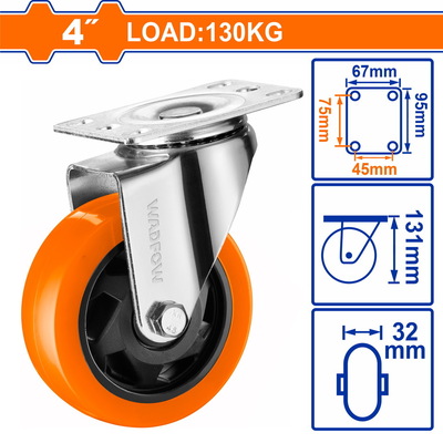 WADFOW ΡΟΔΑ ΠΕΡΙΣΤΡΕΦΟΜΕΝΗ PU Φ-100mm (WJL2342)