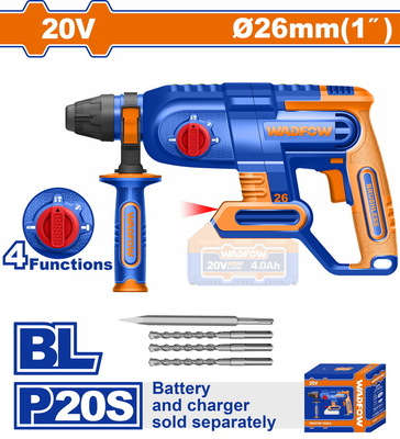 WADFOW ΠΝΕΥΜΑΤΙΚΟ ΠΙΣΤΟΛΕΤΟ ΜΠΑΤ. Li-ion 20V / 26mm ΧΩΡΙΣ ΜΠΑΤΑΡΙΑ & ΦΟΡΤΙΣΤΗ (WLM1526)