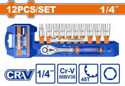 WADFOW ΣΕΤ ΚΑΡΥΔΑΚΙΑ ΜΕ ΚΑΣΤΑΝΙΑ 1/4" 12ΤΕΜ (WST4212)