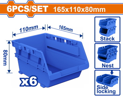 WADFOW ΣΕΤ ΣΚΑΦΑΚΙΑ ΑΠΟΘΗΚΕΥΣΗΣ 165Χ110Χ80mm 6ΤΕΜ (WTB8336)