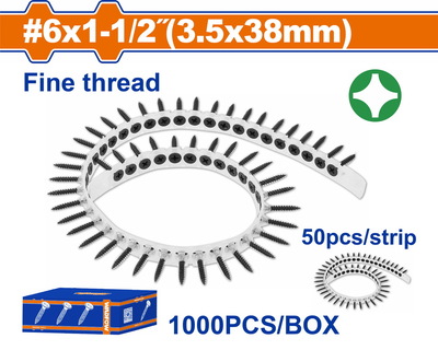 WADFOW ΒΙΔΕΣ ΓΥΨΟΣΑΝΙΔΑΣ ΤΑΙΝΙΑΣ 3.5 Χ 38mm 1000 ΤΕΜ (WXS2514C)