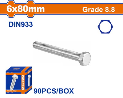 WADFOW ΒΙΔΑ ΕΞΑΓΩΝΗ ΓΑΛΒ. 8.8 DIN933 6X80 90TEM (WXSP51FA)