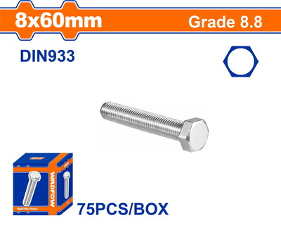 WADFOW ΒΙΔΑ ΕΞΑΓΩΝΗ ΓΑΛΒ. 8.8 DIN933 8X60 75TEM (WXSP52CA)