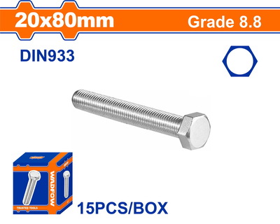 WADFOW ΒΙΔΑ ΕΞΑΓΩΝΗ ΓΑΛΒ. 8.8 DIN933 20X80 15TEM (WXSP58FA)